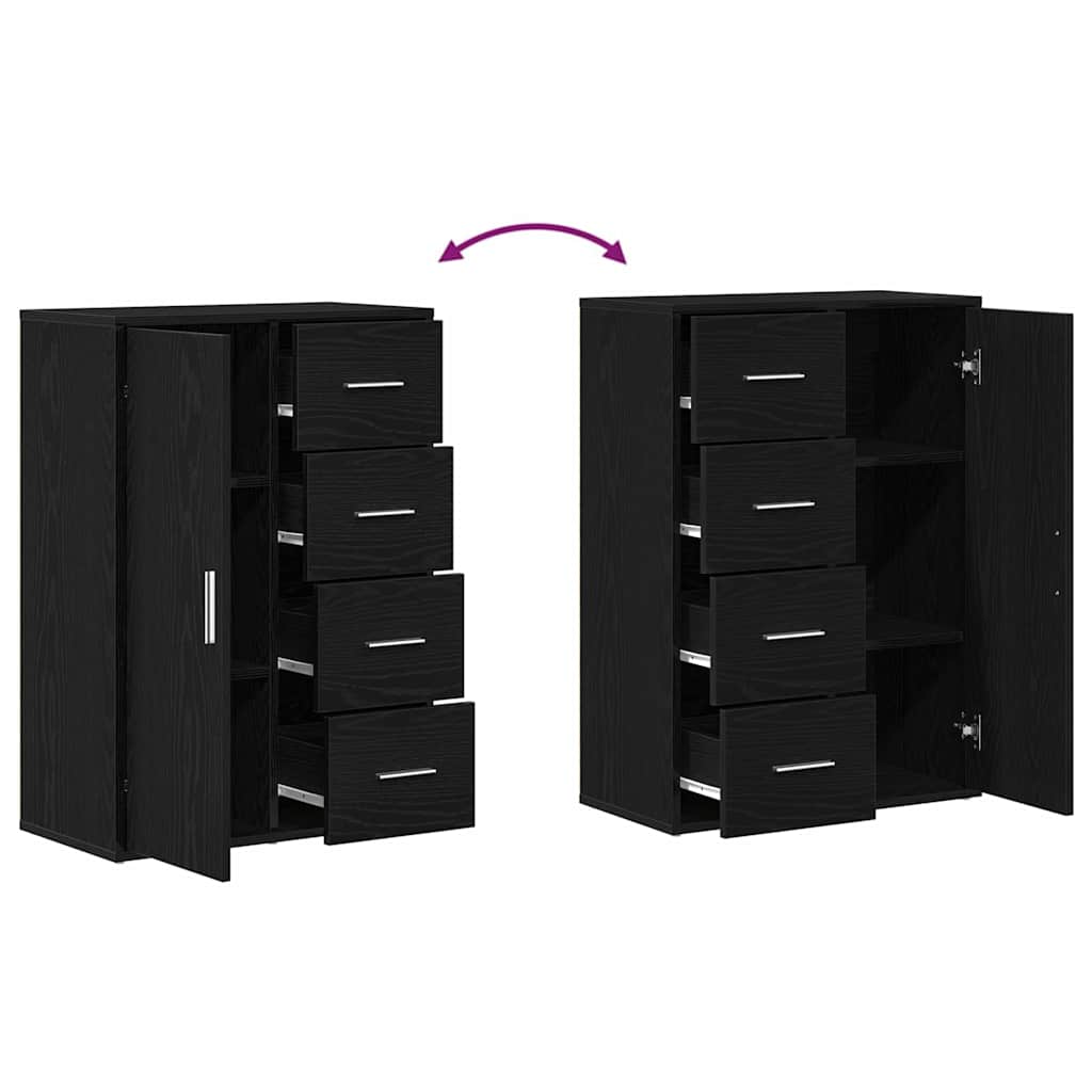 Sideboard 2 stk. Sort eg 60 x 31 x 84 cm Konstrueret træ