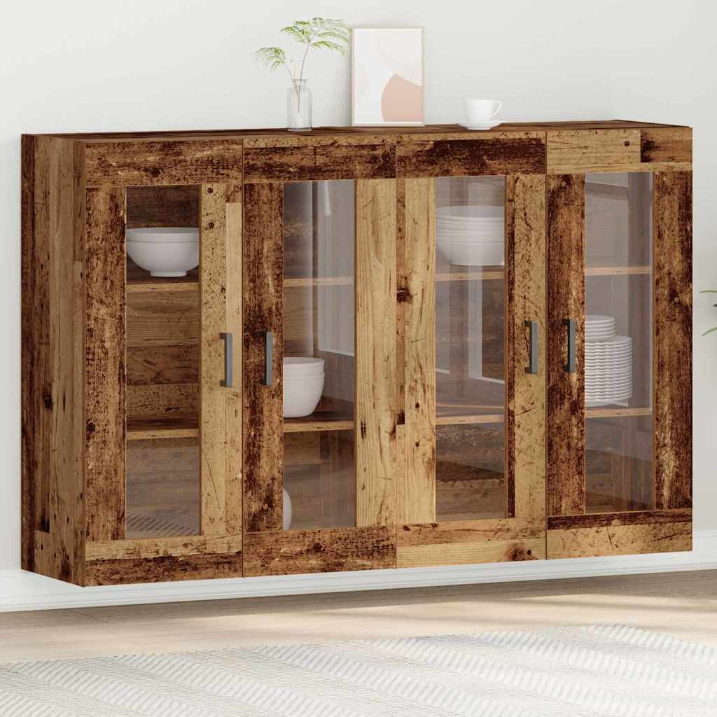 Væggeskabe 2 stk. Gammelt træ 69,5 x 34 x 90 cm Konstrueret træ