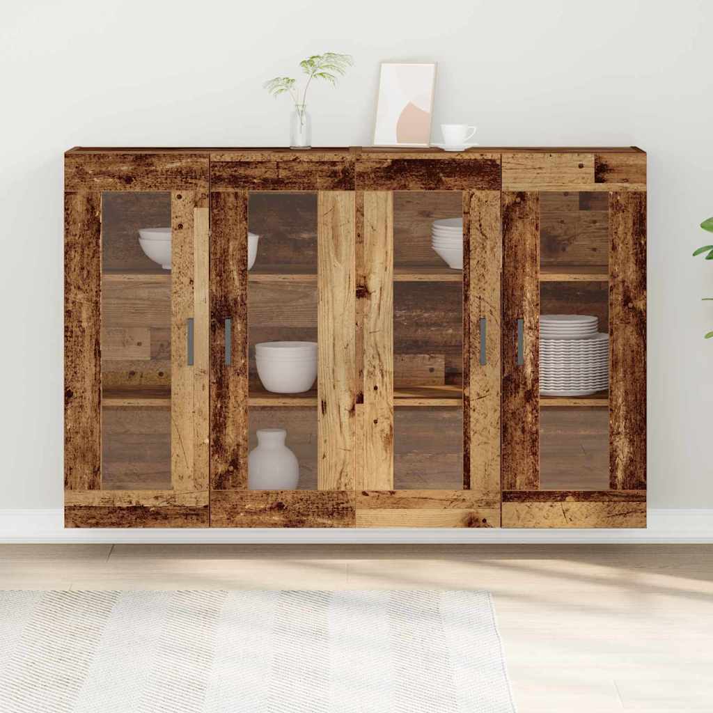 Væggeskabe 2 stk. Gammelt træ 69,5 x 34 x 90 cm Konstrueret træ