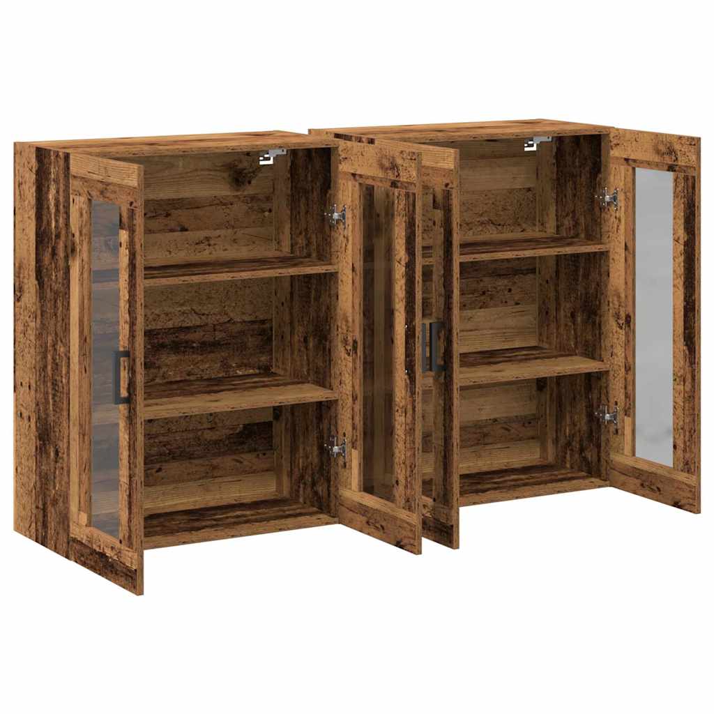Væggeskabe 2 stk. Gammelt træ 69,5 x 34 x 90 cm Konstrueret træ