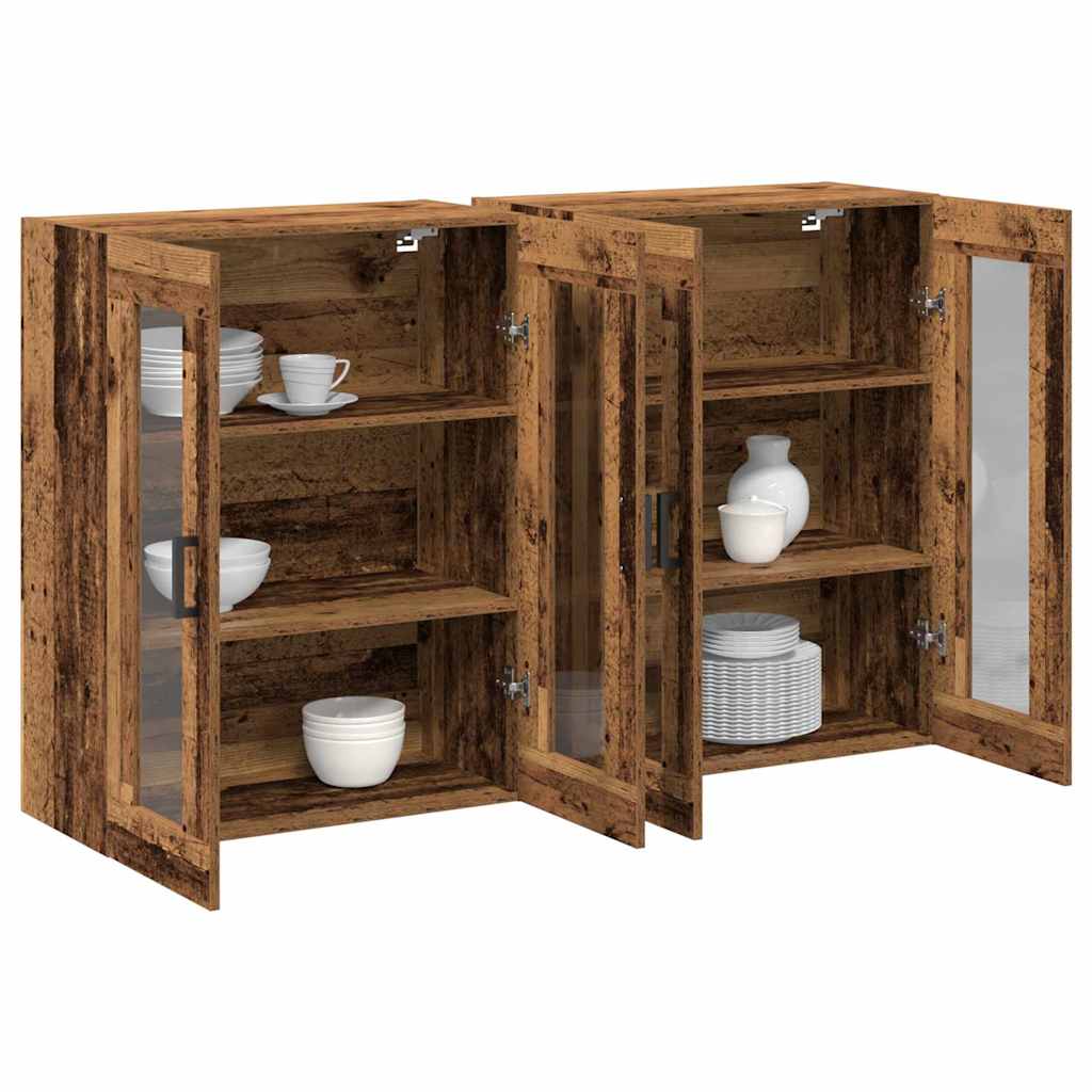 Væggeskabe 2 stk. Gammelt træ 69,5 x 34 x 90 cm Konstrueret træ