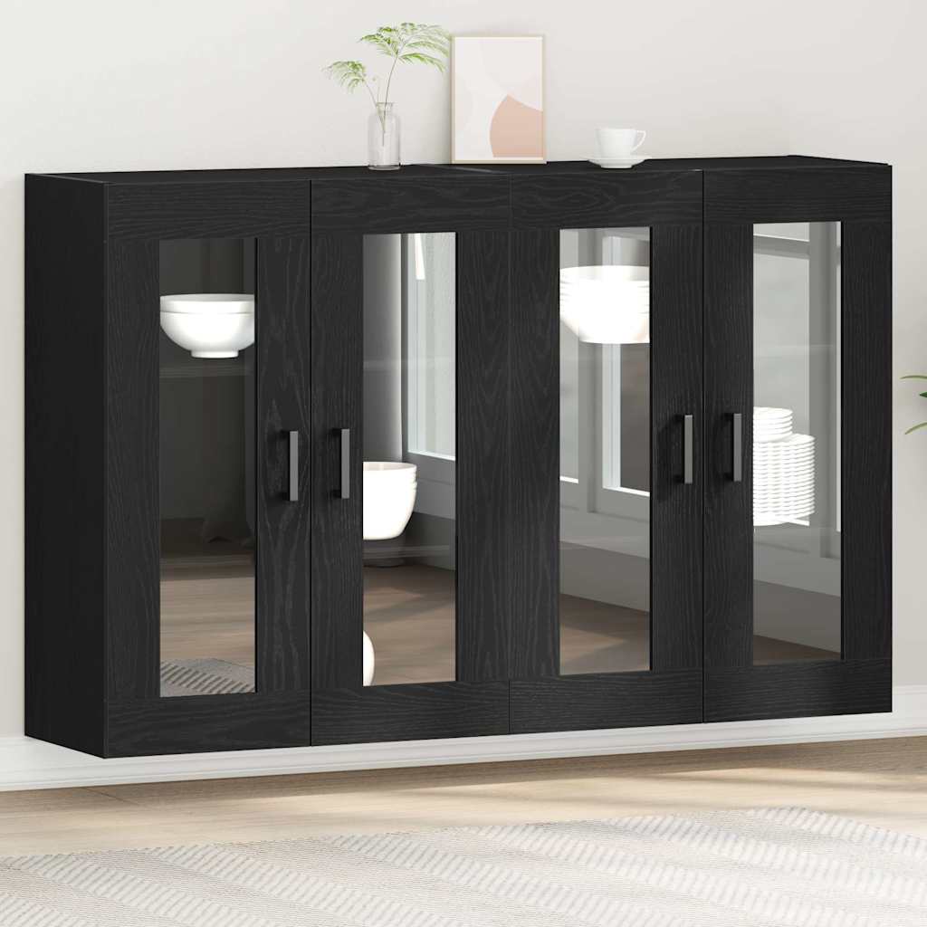 Væggeskabe 2 stk. Sort eg 69,5 x 34 x 90 cm Konstrueret træ