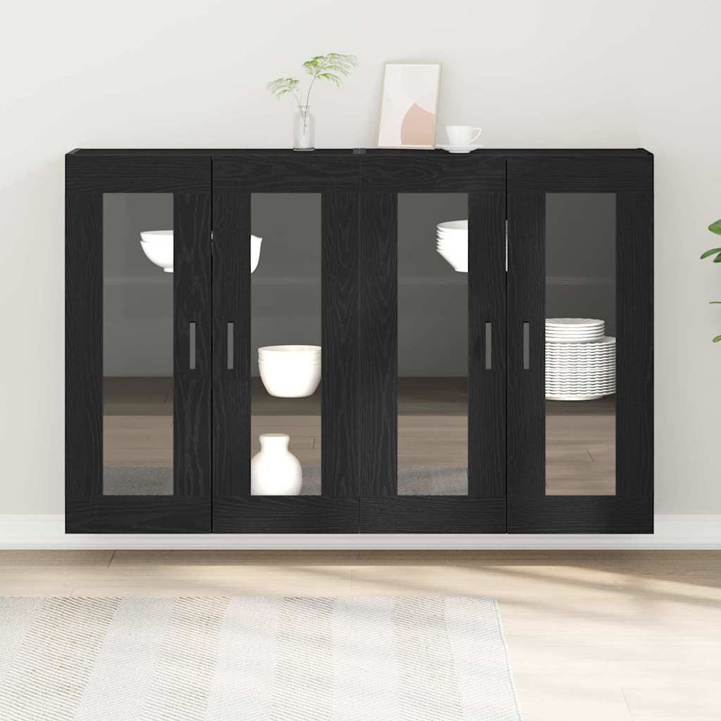 Væggeskabe 2 stk. Sort eg 69,5 x 34 x 90 cm Konstrueret træ