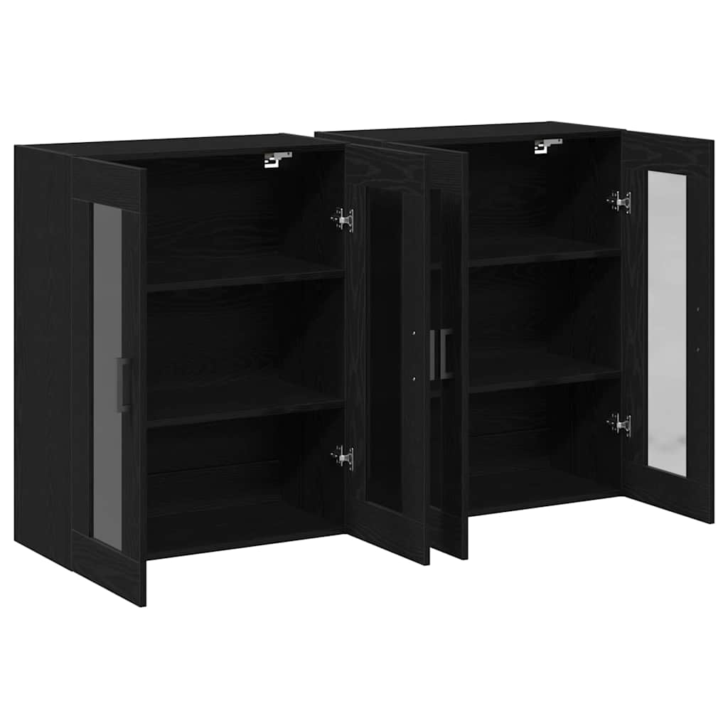 Væggeskabe 2 stk. Sort eg 69,5 x 34 x 90 cm Konstrueret træ