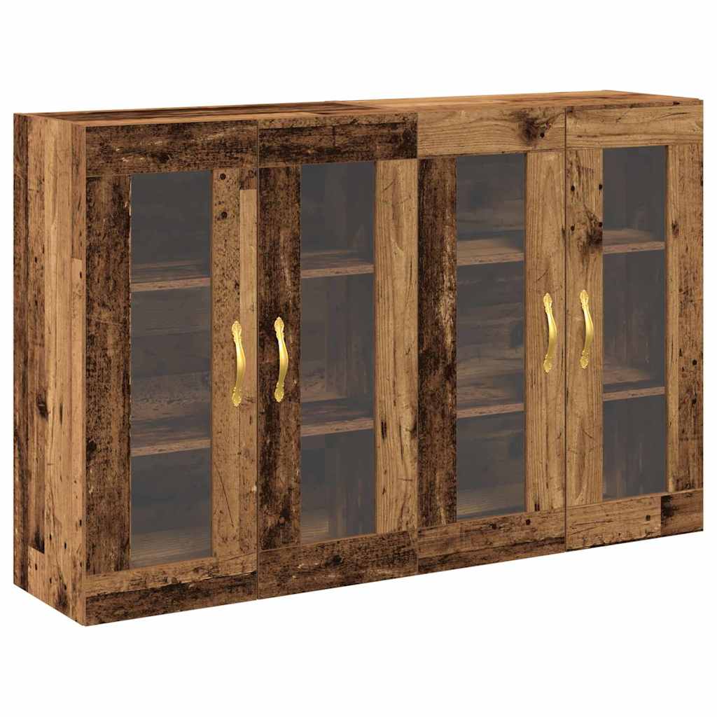 Væggeskabe 2 stk. Gammelt træ 69,5 x 34 x 90 cm Konstrueret træ
