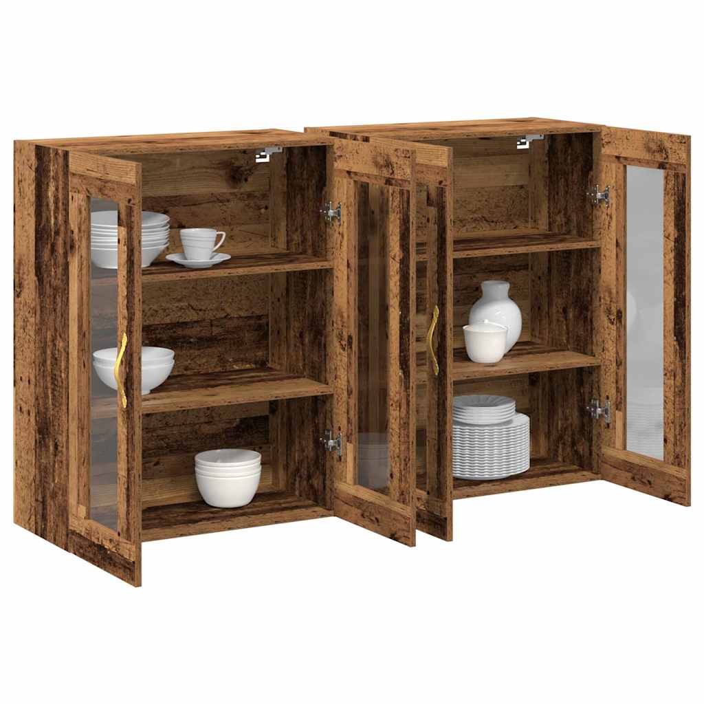 Væggeskabe 2 stk. Gammelt træ 69,5 x 34 x 90 cm Konstrueret træ
