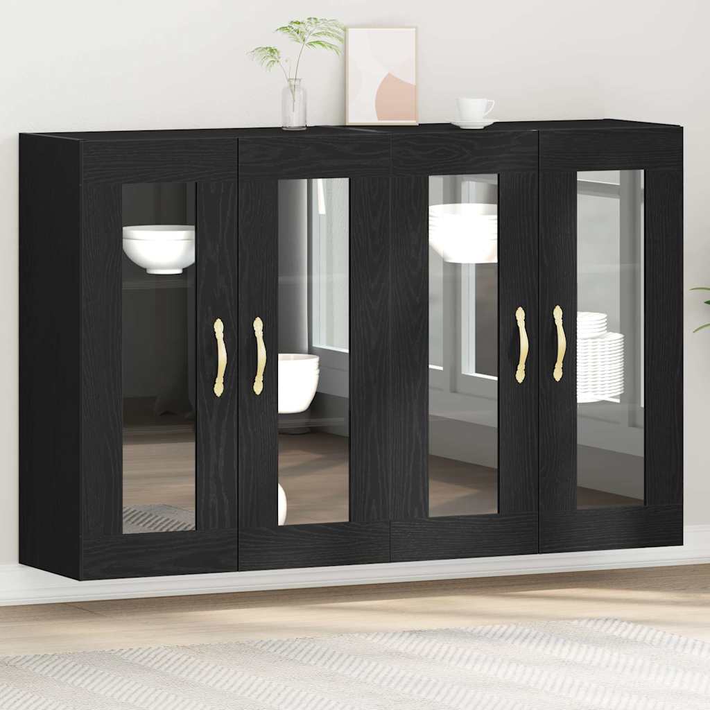 Væggeskabe 2 stk. Sort eg 69,5 x 34 x 90 cm Konstrueret træ