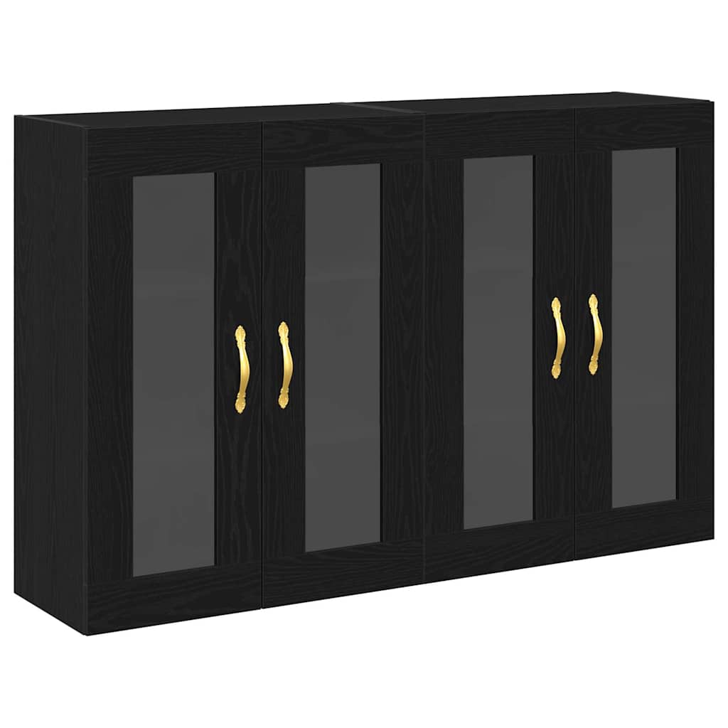 Væggeskabe 2 stk. Sort eg 69,5 x 34 x 90 cm Konstrueret træ