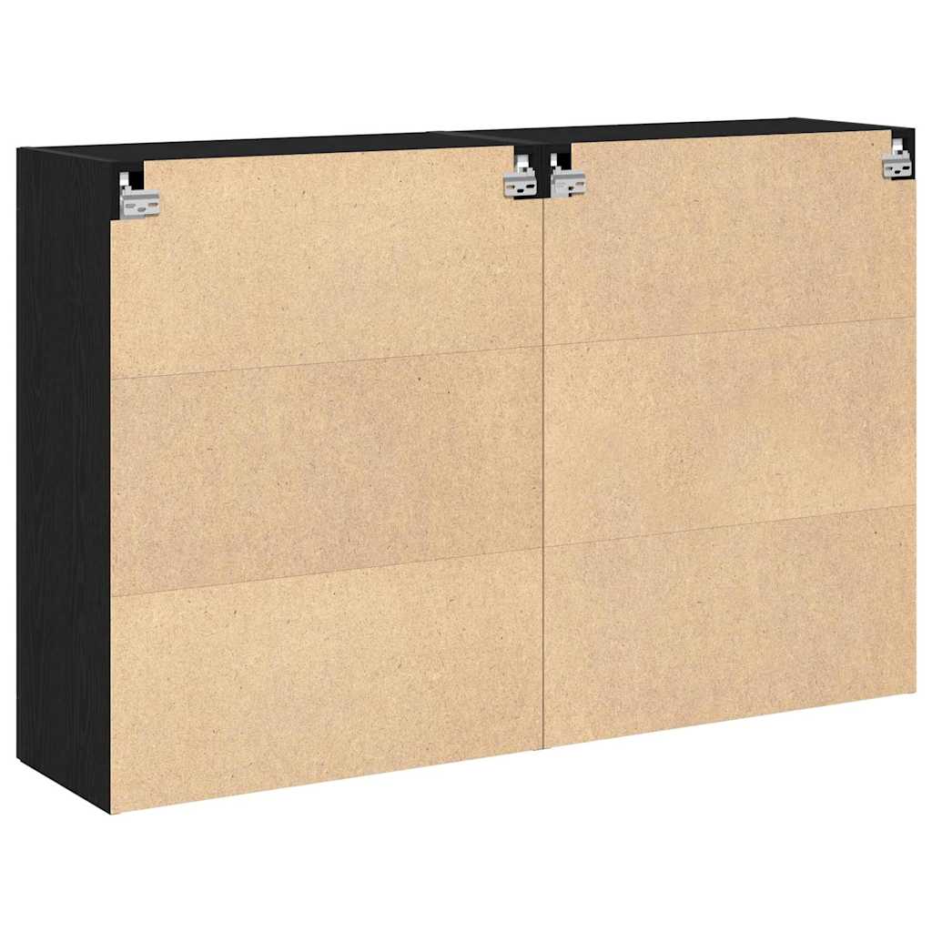 Væggeskabe 2 stk. Sort eg 69,5 x 34 x 90 cm Konstrueret træ