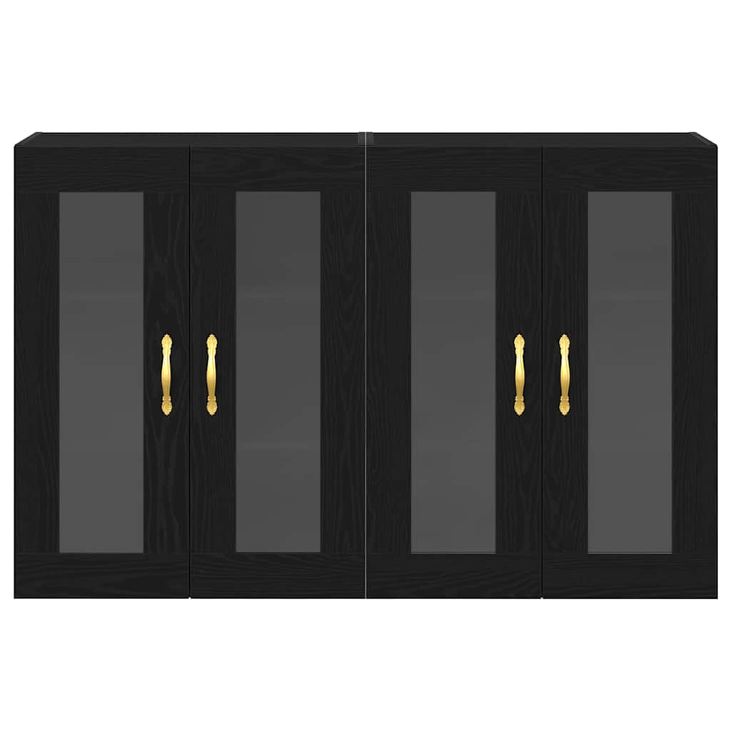 Væggeskabe 2 stk. Sort eg 69,5 x 34 x 90 cm Konstrueret træ