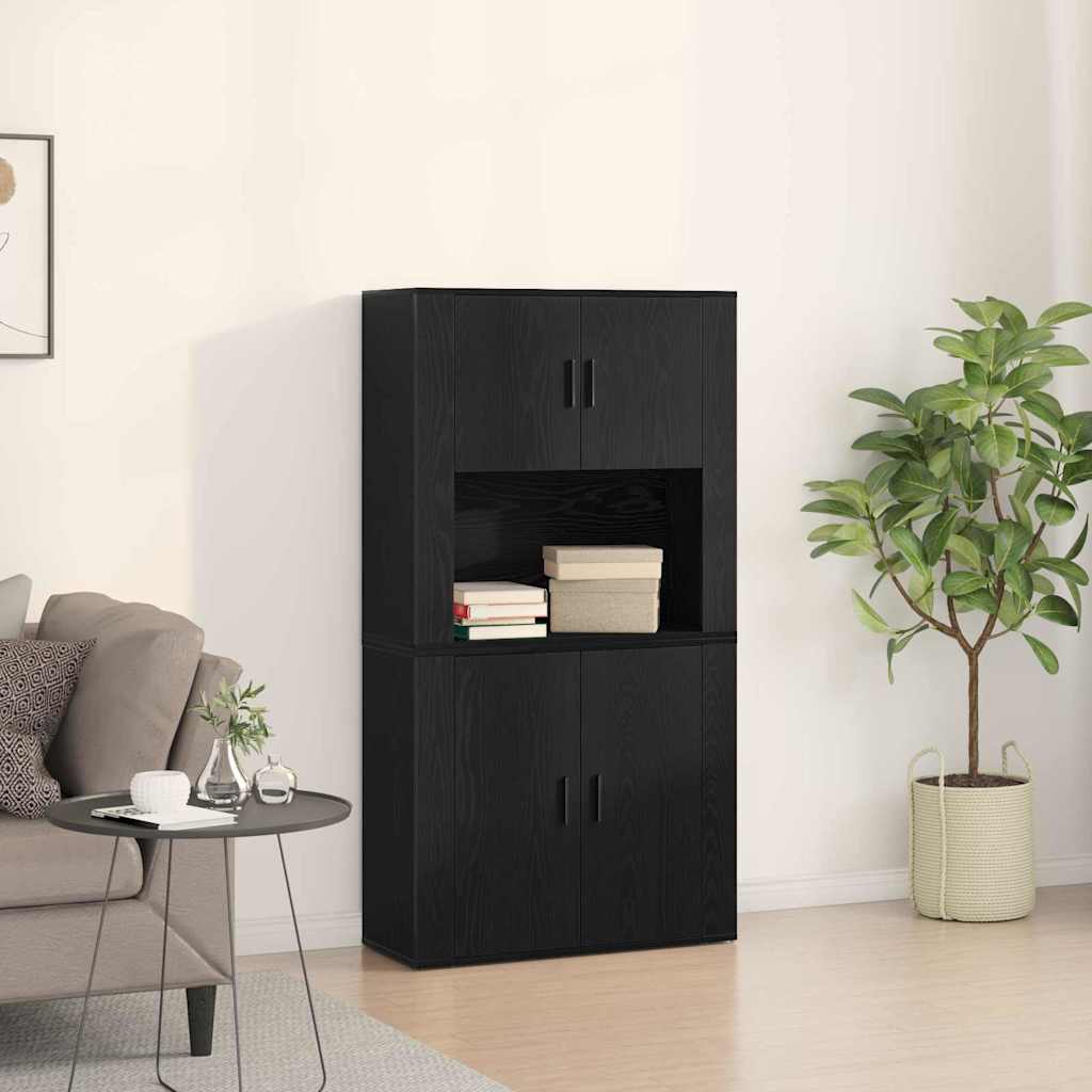 Highboard Sort eg 80 x 33 x 150 cm Konstrueret træ