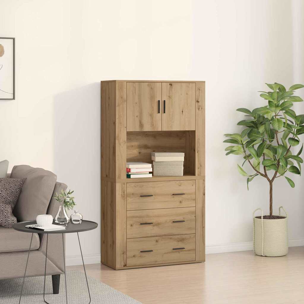 Highboard Artisan Egetræ 80 x 33 x 150 cm Konstrueret træ