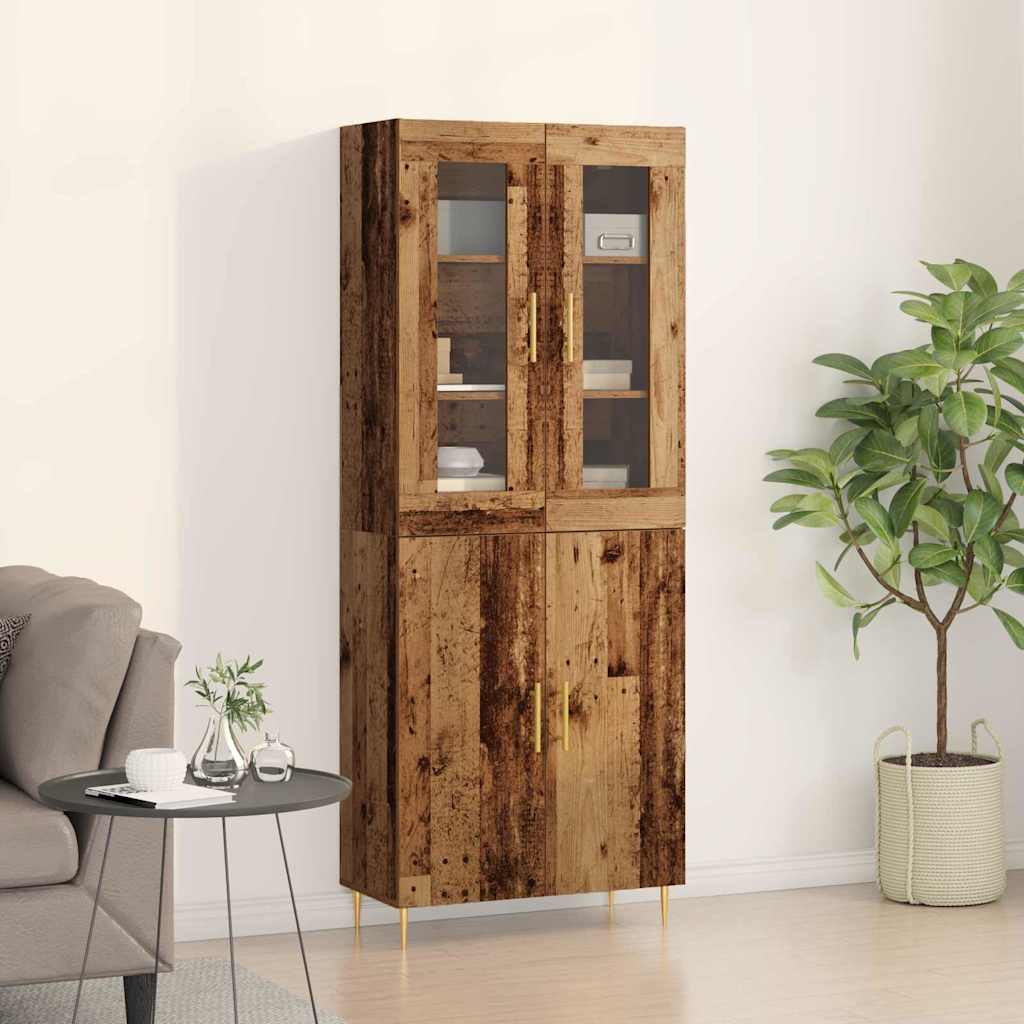 Highboard 2 stk. Gammelt træ 69,5 x 34 x 180 cm Konstrueret træ