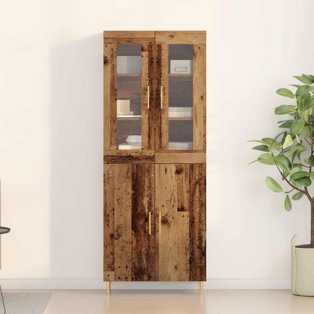 Highboard 2 stk. Gammelt træ 69,5 x 34 x 180 cm Konstrueret træ
