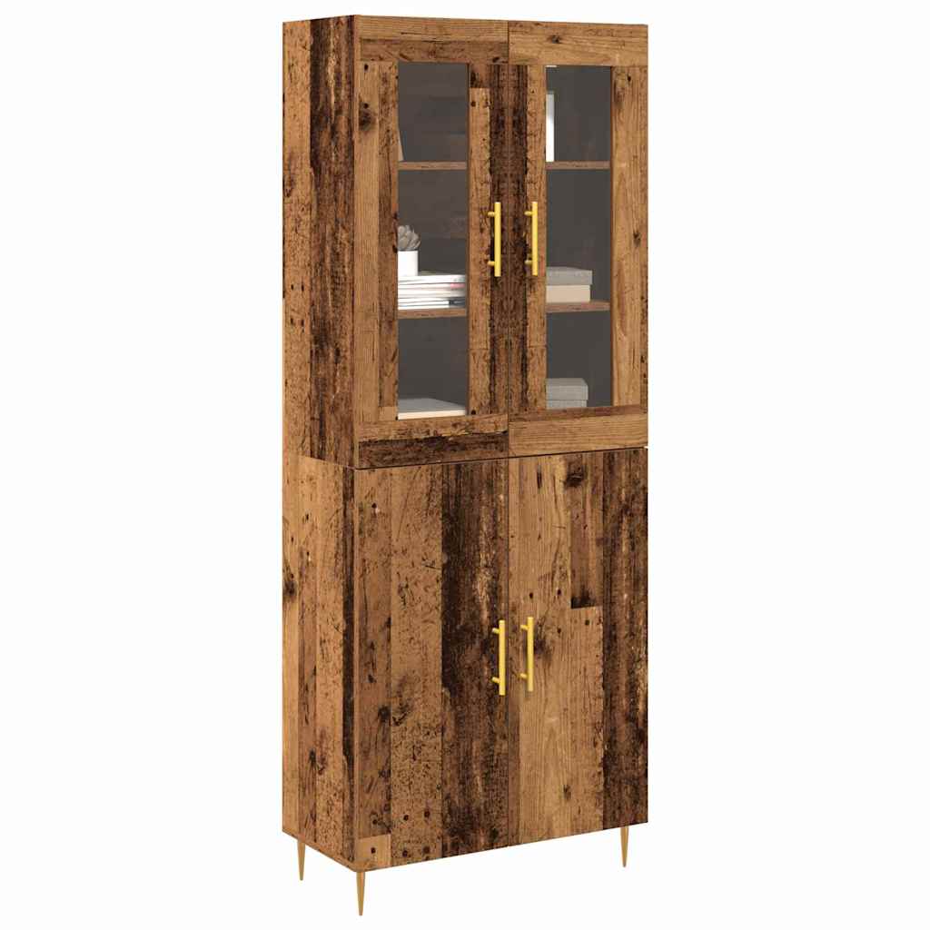 Highboard 2 stk. Gammelt træ 69,5 x 34 x 180 cm Konstrueret træ