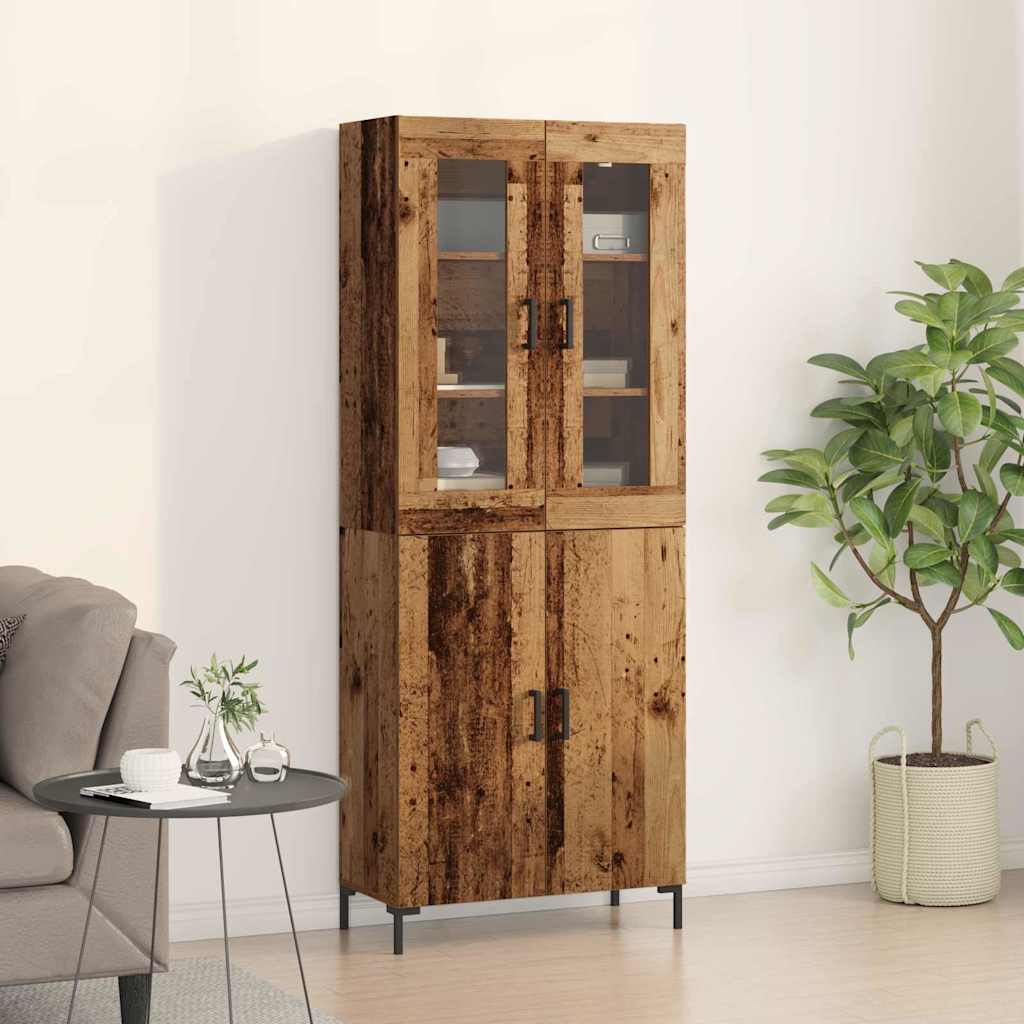 Highboard 2 stk. Gammelt træ 69,5 x 34 x 180 cm Konstrueret træ