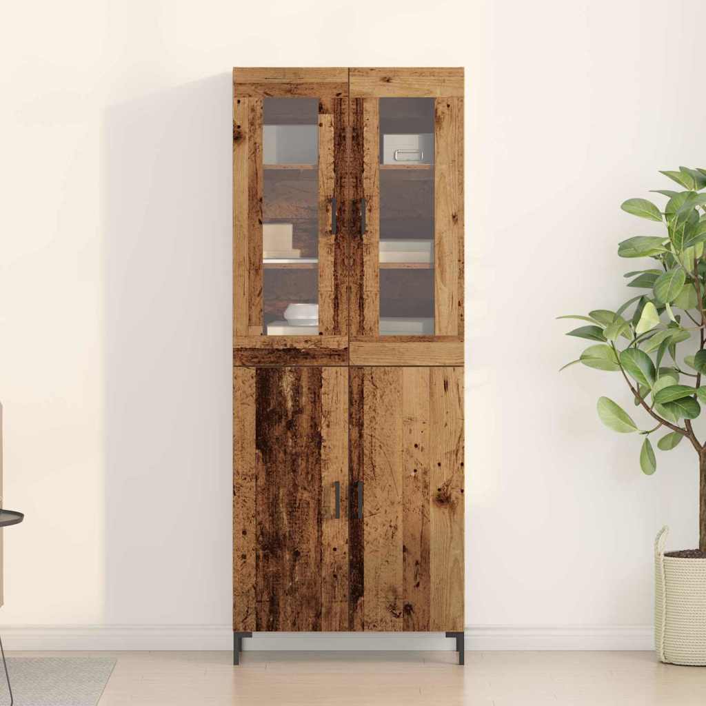 Highboard 2 stk. Gammelt træ 69,5 x 34 x 180 cm Konstrueret træ