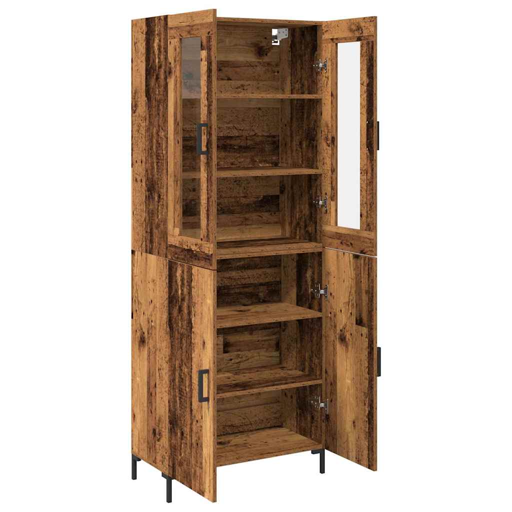Highboard 2 stk. Gammelt træ 69,5 x 34 x 180 cm Konstrueret træ