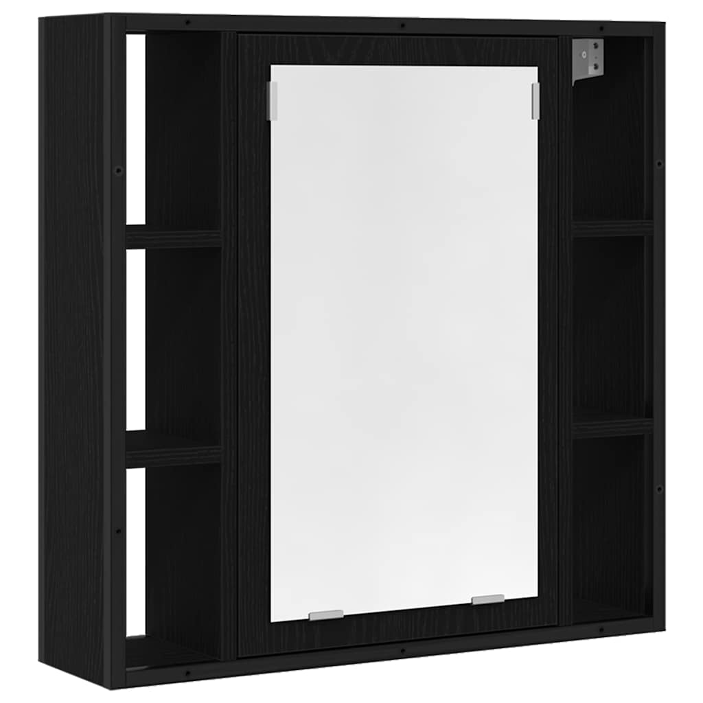 Badeværelsesmøbel sæt 4 stk. Sort eg 33 x 33 x 185,5 cm