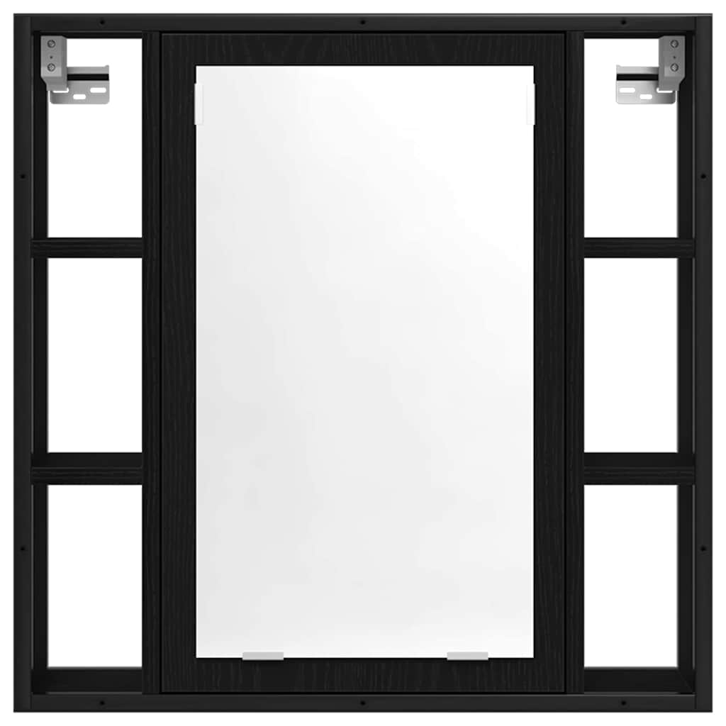 Badeværelsesmøbel sæt 4 stk. Sort eg 33 x 33 x 185,5 cm