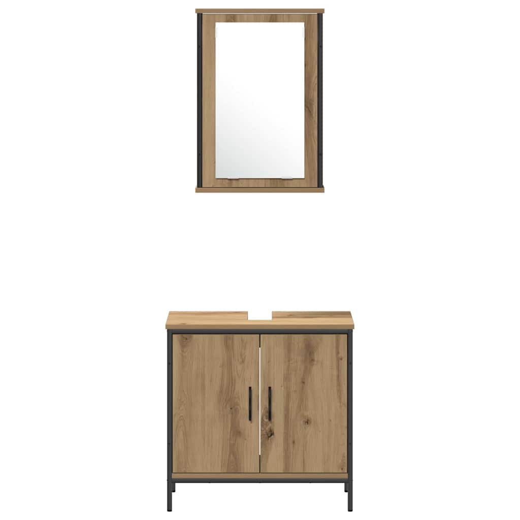 Badeværelsesmøbel sæt 4 stk. Brun 33 x 33 x 185,5 cm