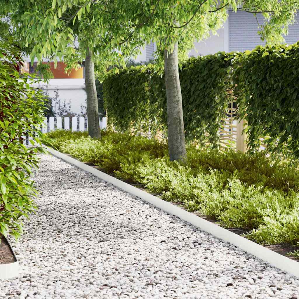 Plænekant 10 stk. 100 x 0,05 x 15 cm Koldvalset Stål Hvid