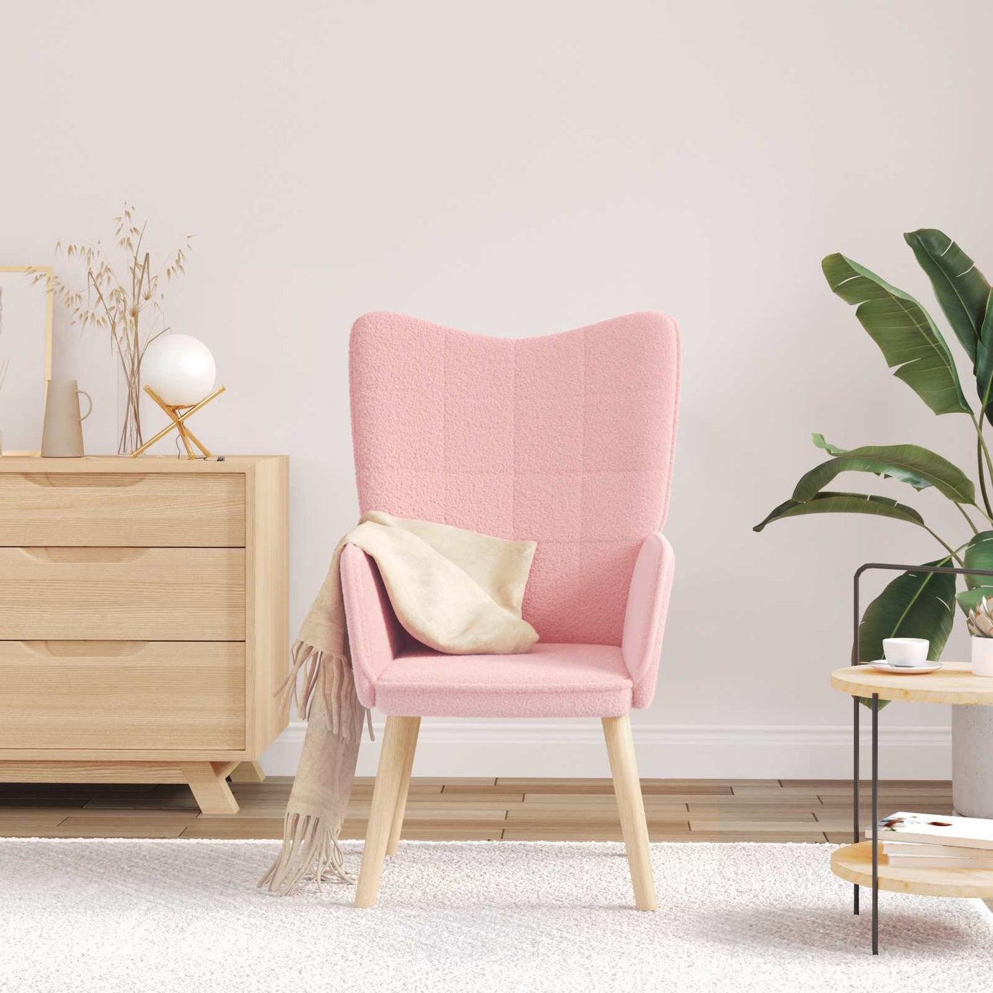 lænestol Lyserød 62 x 67 x 95,5 cm Sherpa-stof