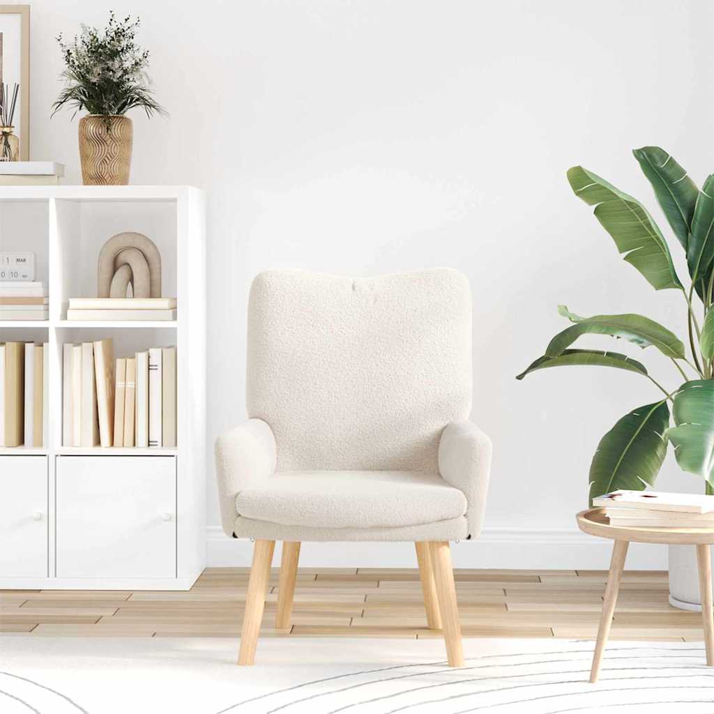 lænestol Creme 63 x 67 x 94 cm Uldstof og krydsfiner
