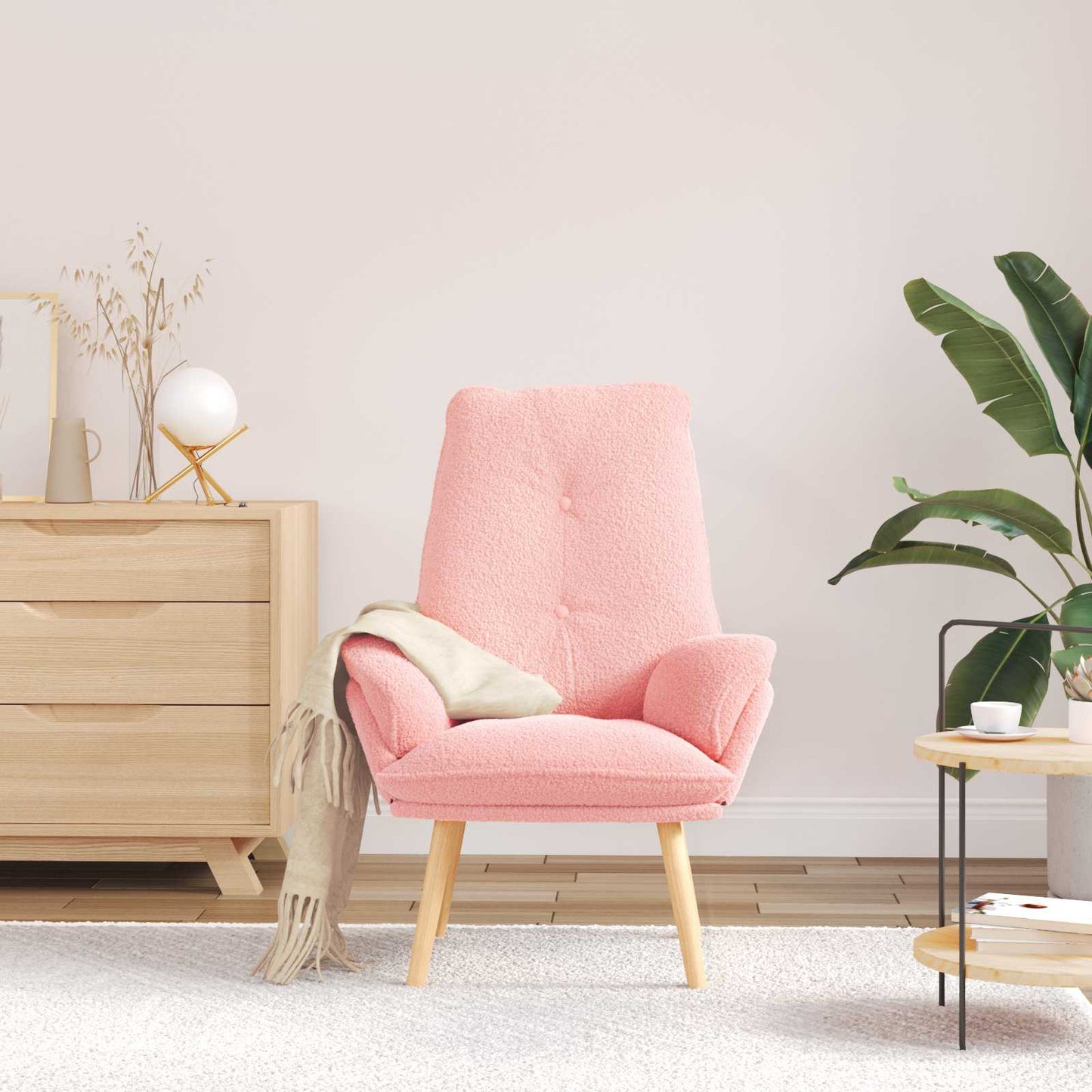 lænestol Lyserød 69 x 74 x 93 cm Sherpa-stof