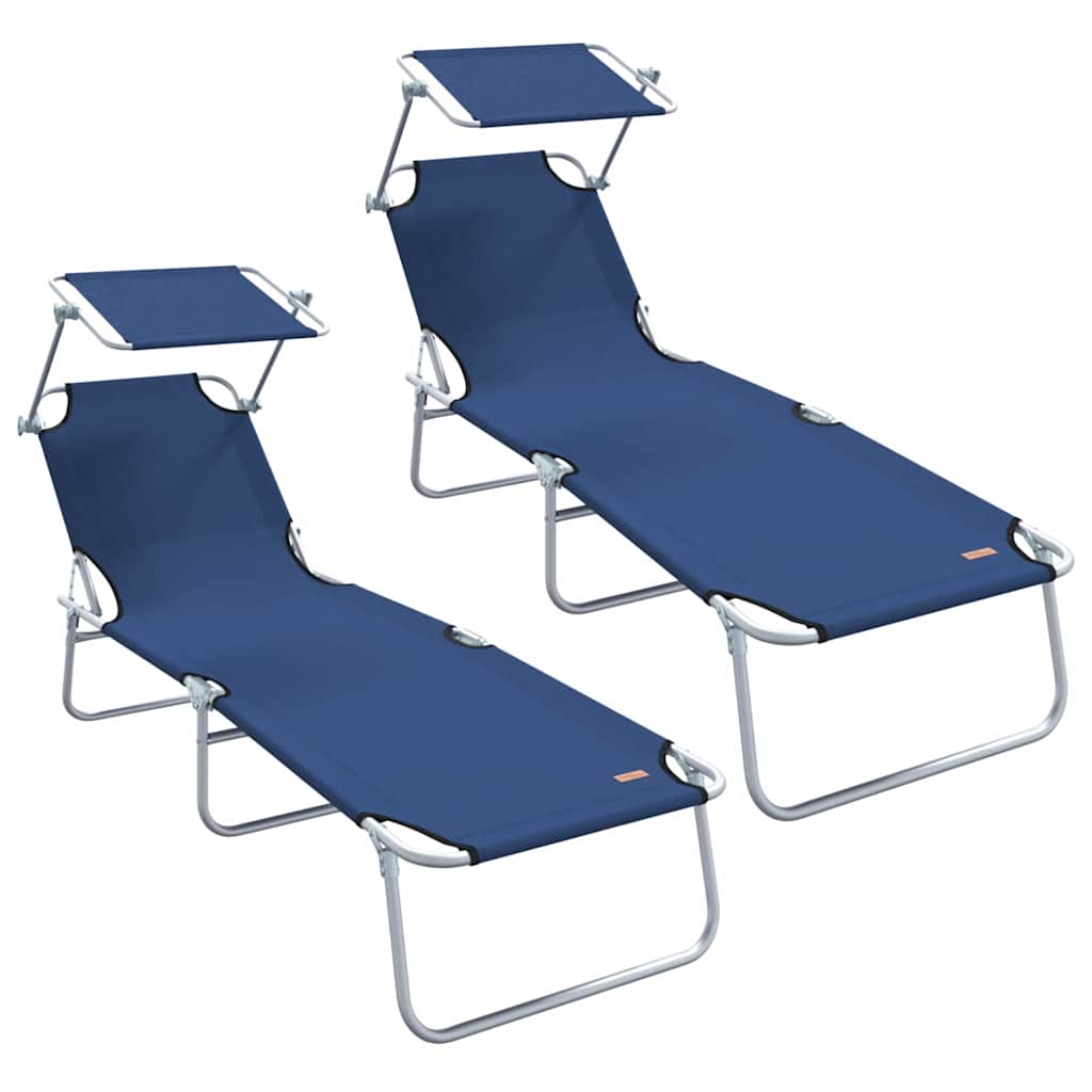 Solstol 2 stk. Polyester Blå