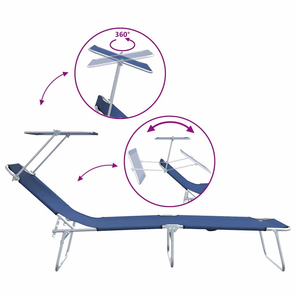 Solstol 2 stk. Polyester Blå