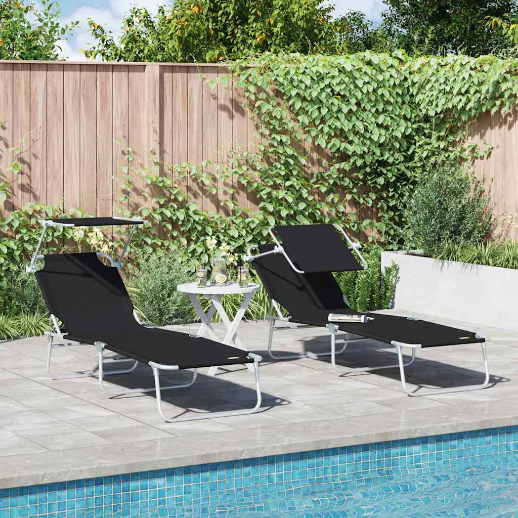 Solstol 2 stk. Polyester Sort