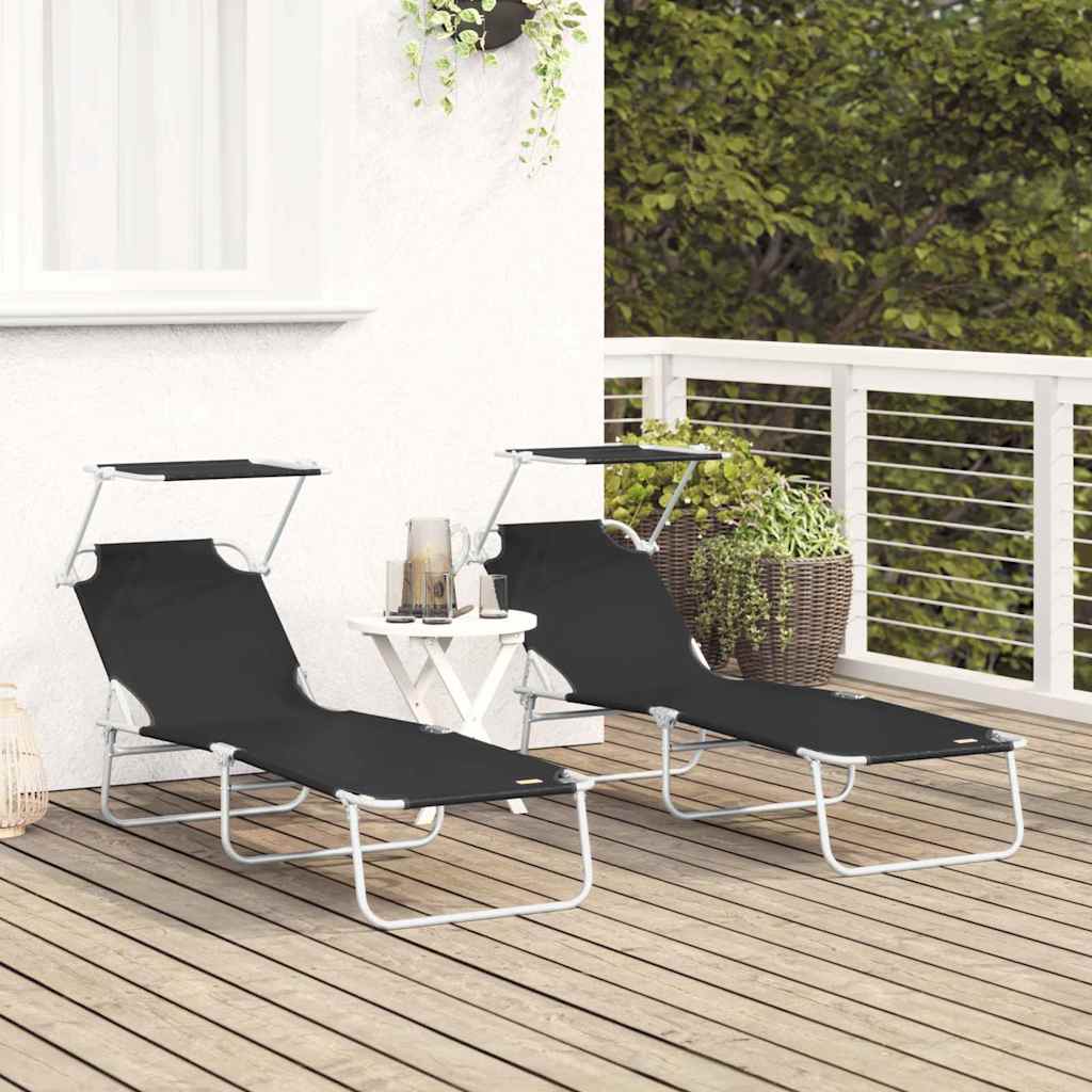 Solstol 2 stk. Polyester Sort