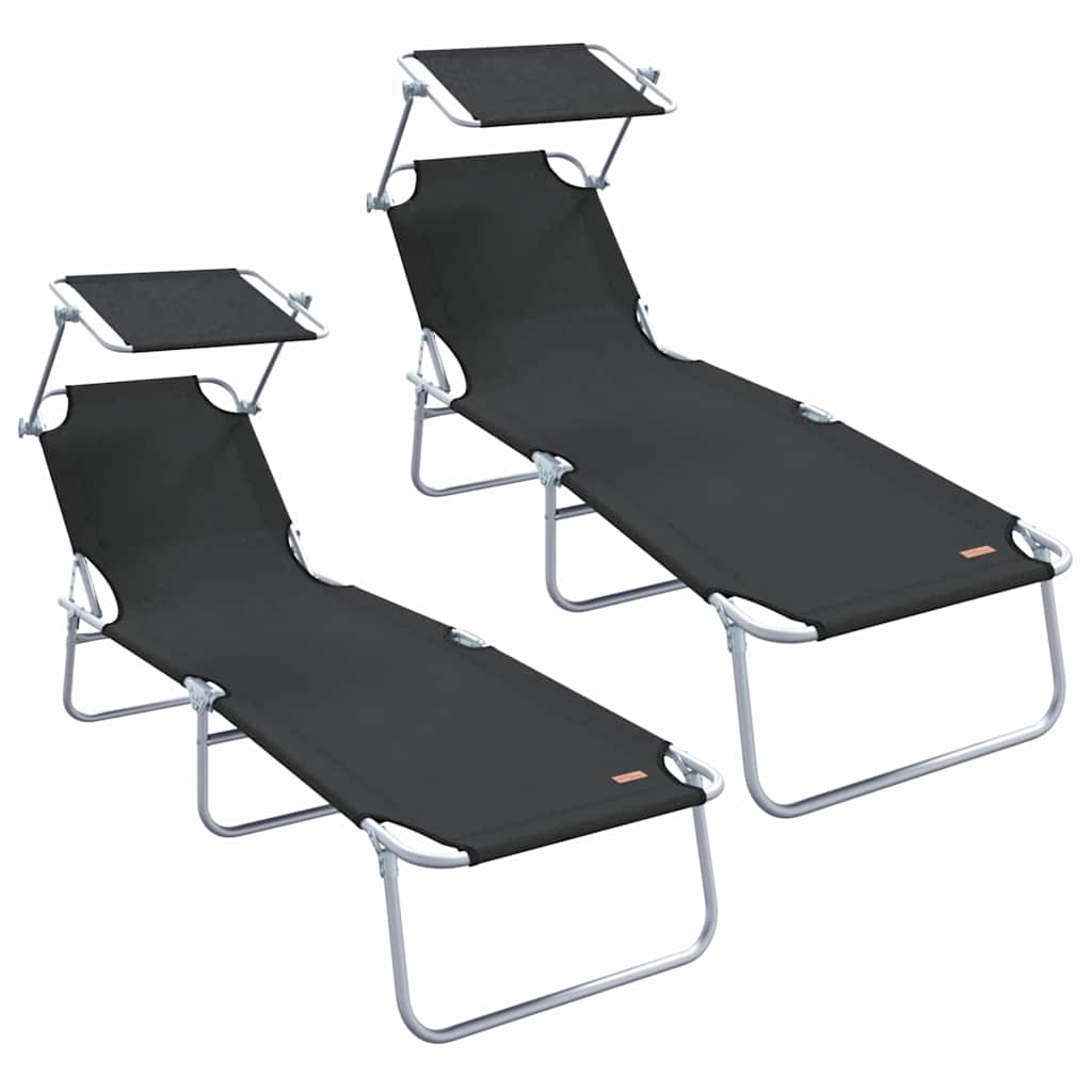 Solstol 2 stk. Polyester Sort