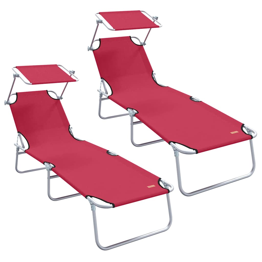 Solstol 2 stk. Polyester Rød