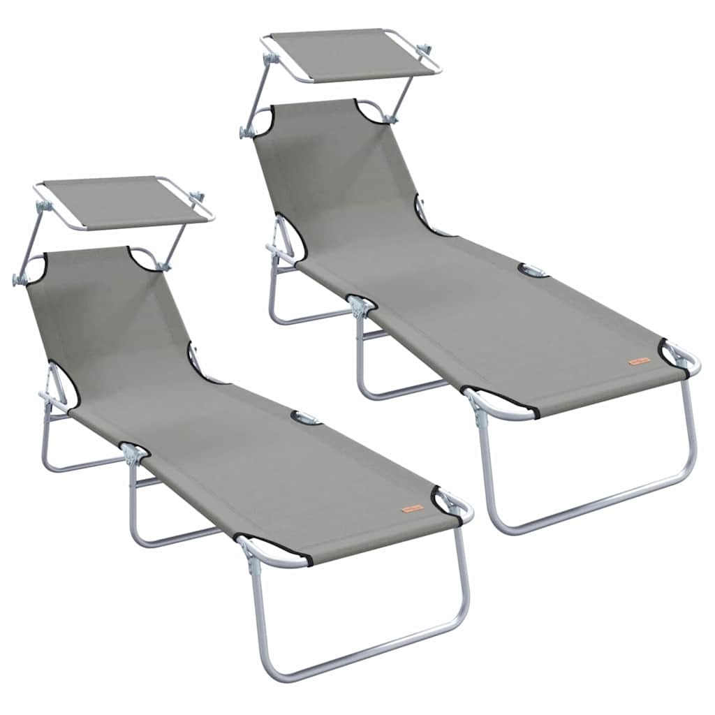 Solstol 2 stk. Polyester Grå