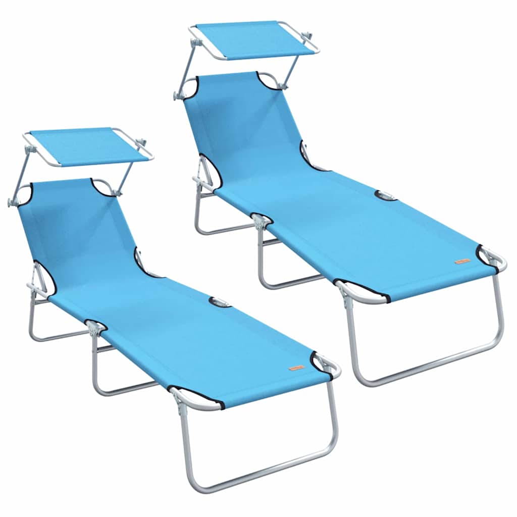 Solstol 2 stk. Polyester Lys Blå