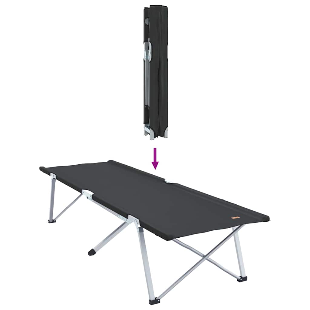 Foldende Camping Seng Sort 194 x 62,5 x 42,5 cm Oxford og Stål