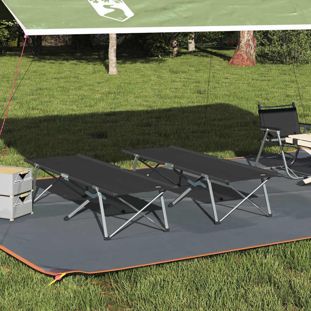 Foldende Camping Seng 2 stk. Sort 194 x 62,5 x 42,5 cm