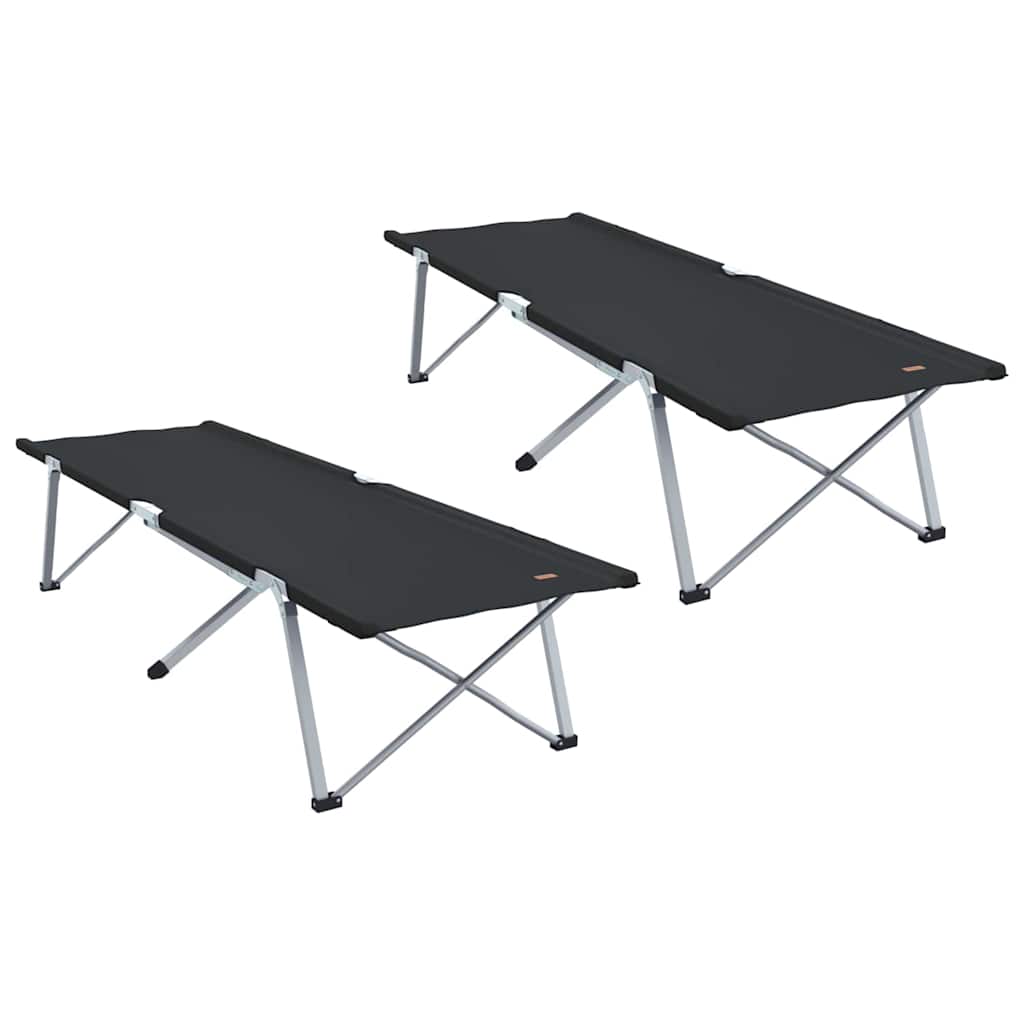 Foldende Camping Seng 2 stk. Sort 194 x 62,5 x 42,5 cm