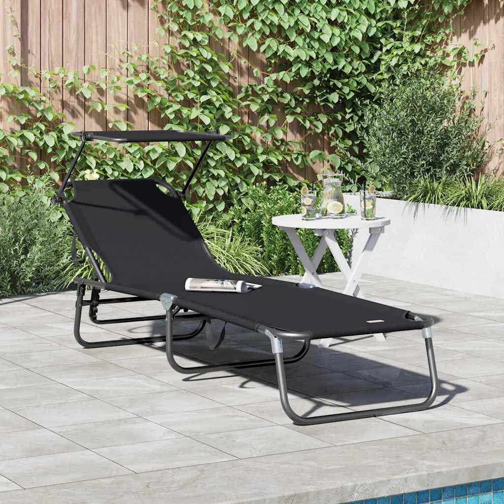 Foldestol Sort 190 x 57 x 81 cm oxford