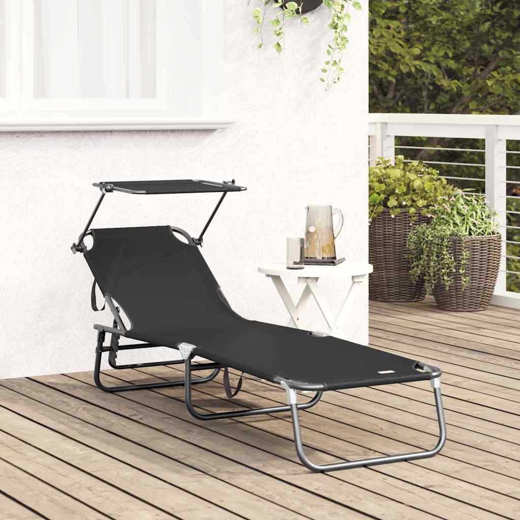 Foldestol Sort 190 x 57 x 81 cm oxford