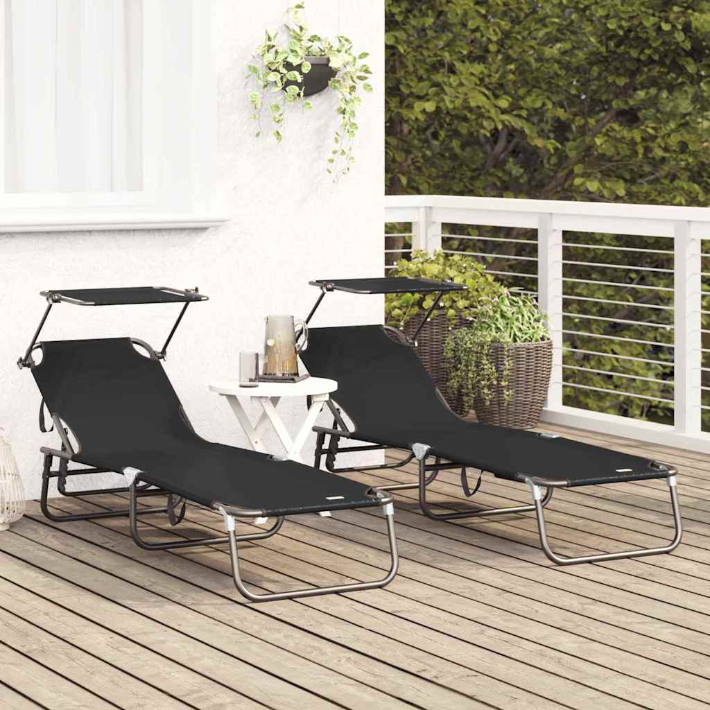 Foldestol 2 stk. oxford Sort
