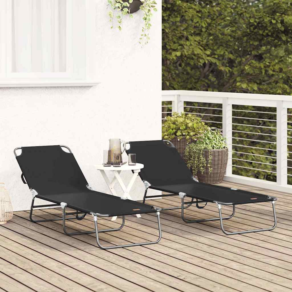 Foldestol 2 stk. Polyester Sort