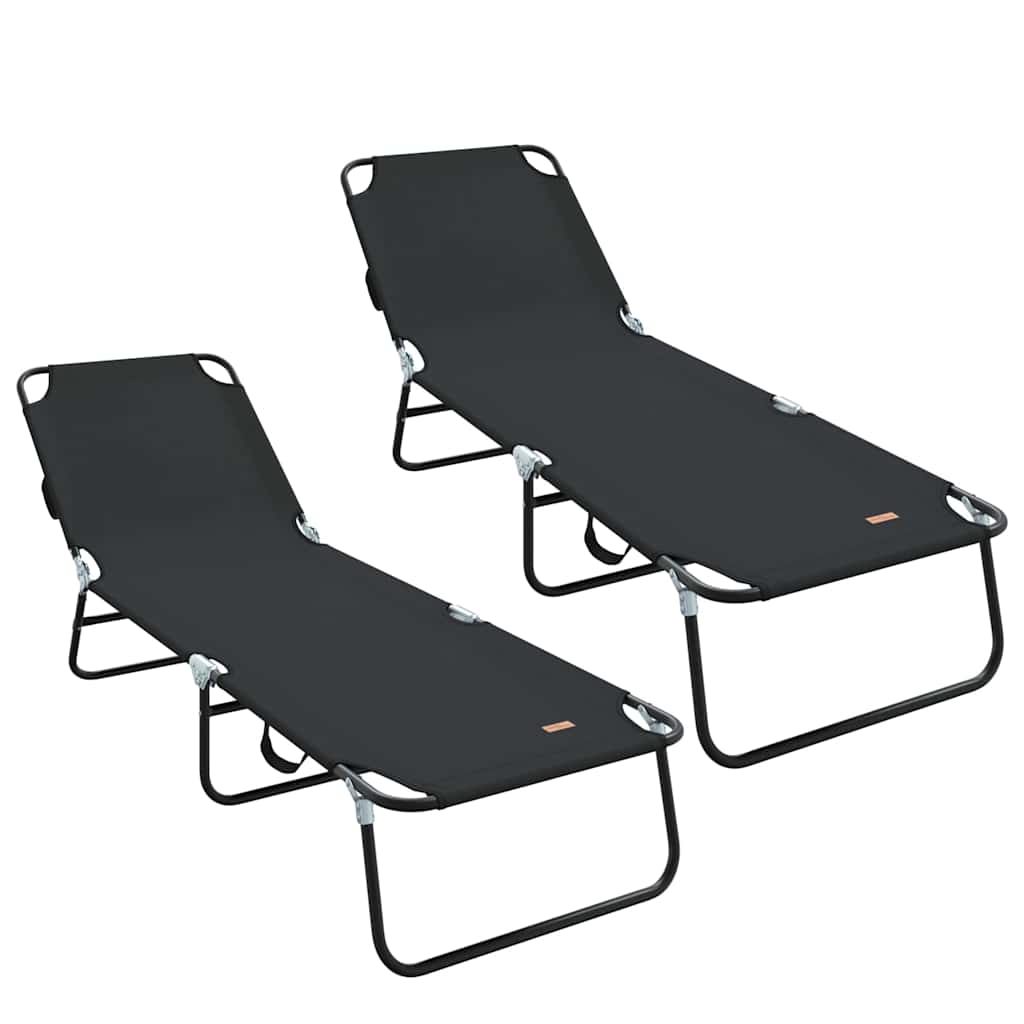 Foldestol 2 stk. Polyester Sort