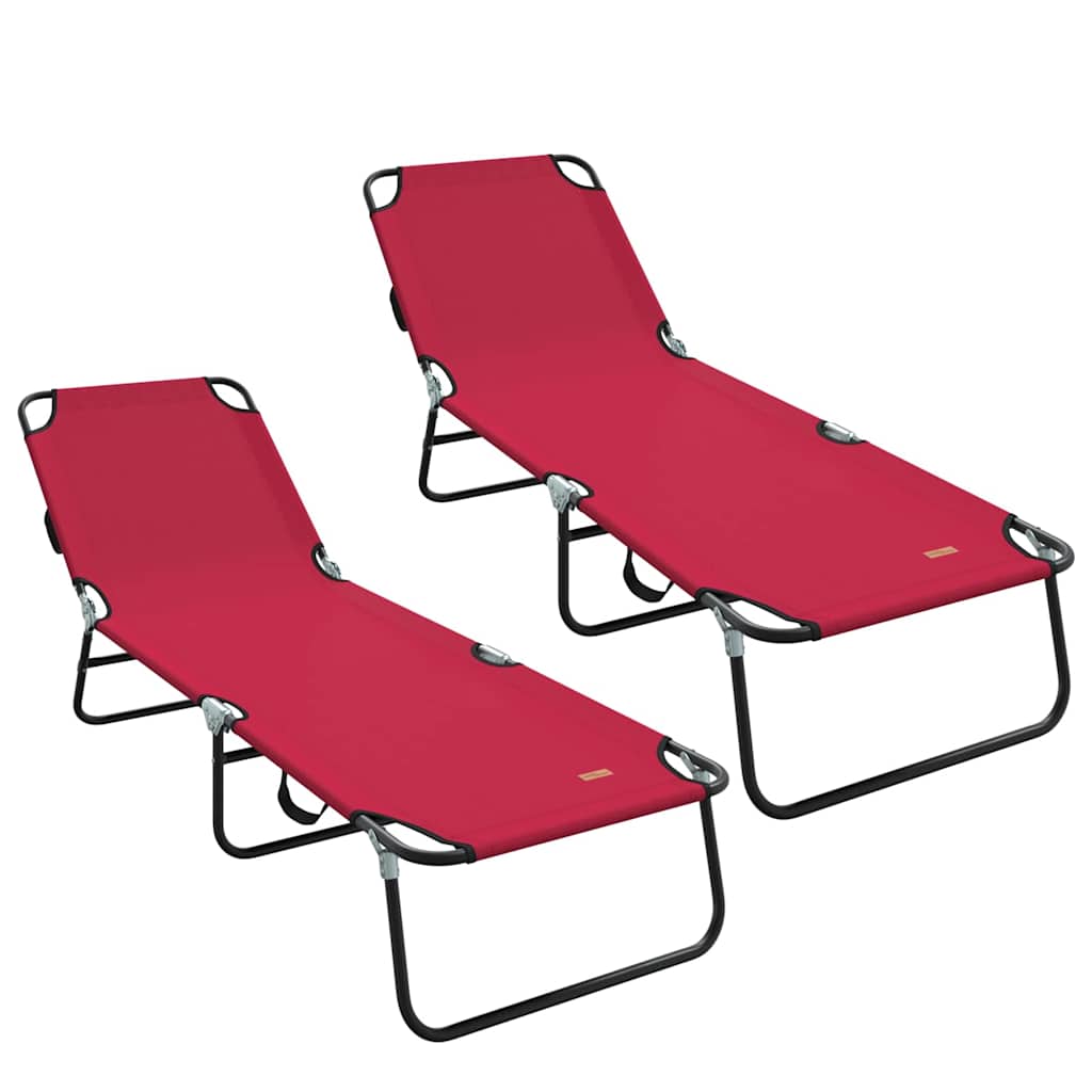 Foldestol 2 stk. Polyester Rød
