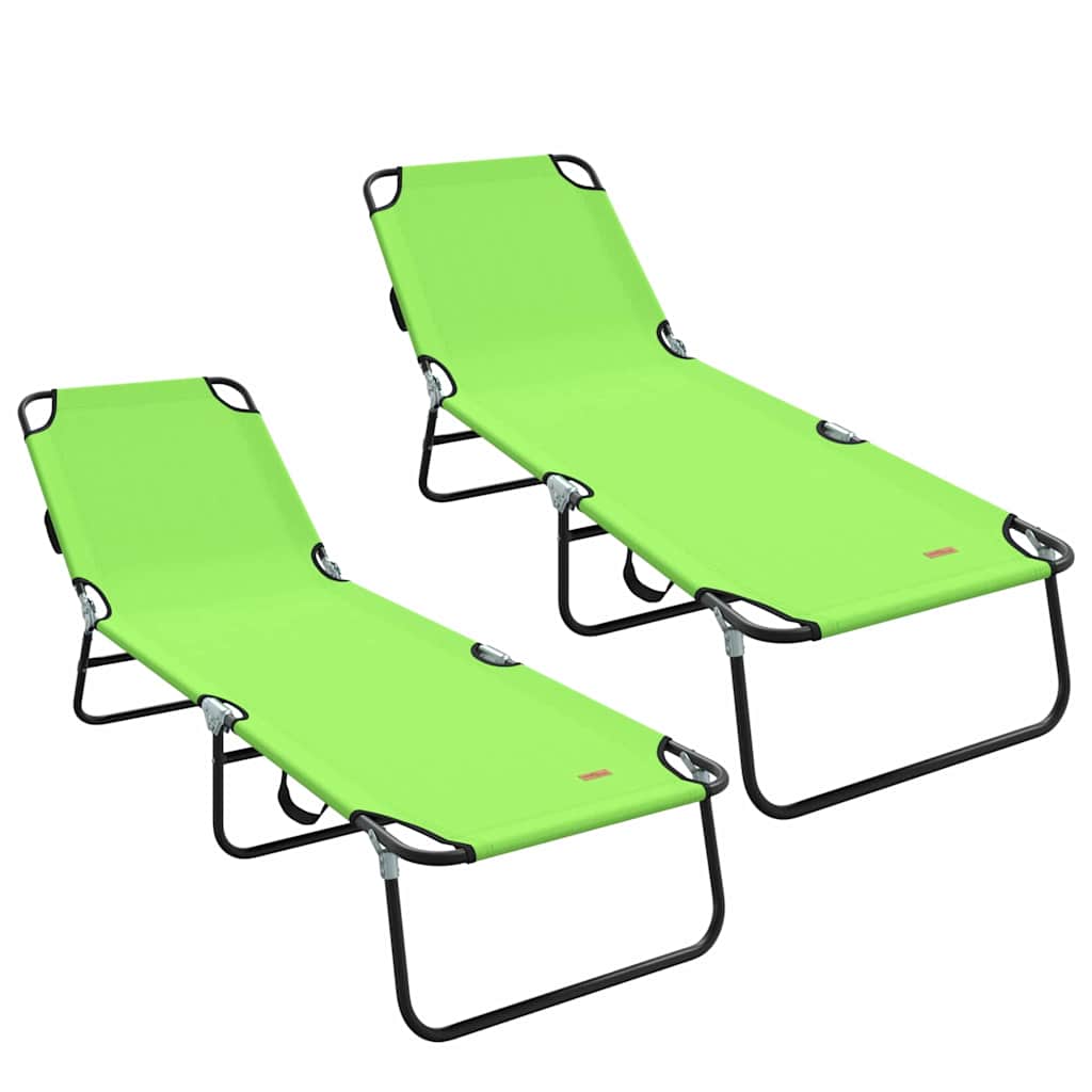 Foldestol 2 stk. Polyester Grøn