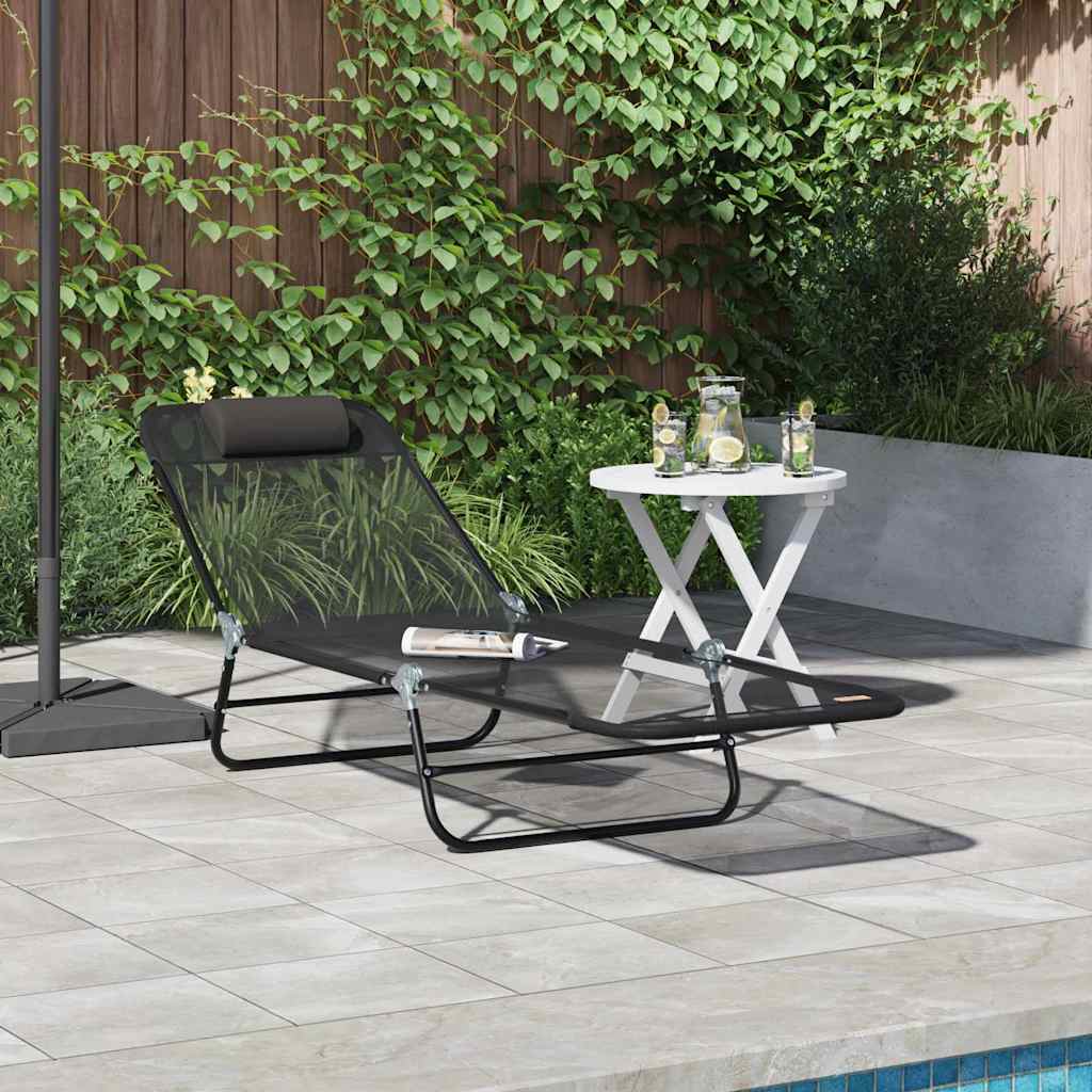 Foldestol Sort 182 x 55 x 85,5 cm Textilene
