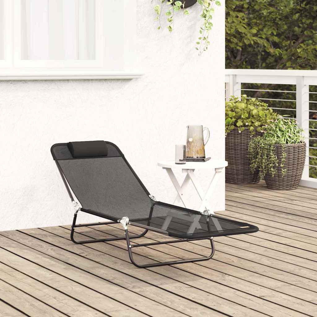 Foldestol Sort 182 x 55 x 85,5 cm Textilene