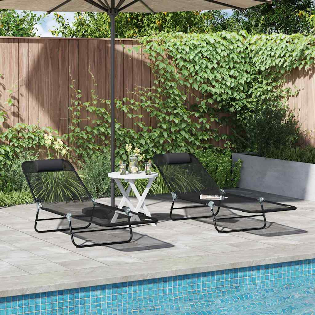 Foldestol 2 stk. Textilene Sort